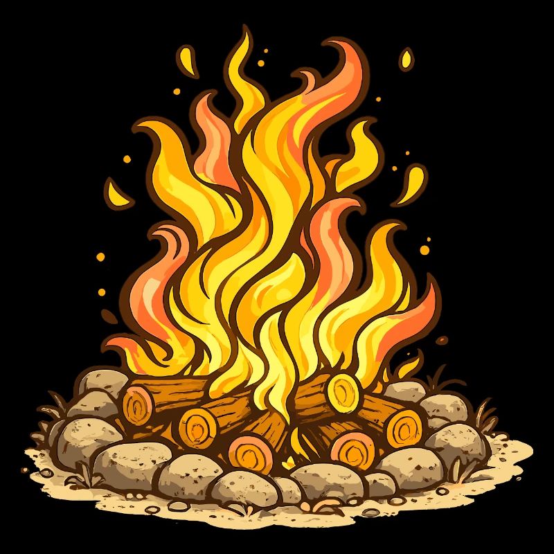 Cozy Campfire Flames Illustration