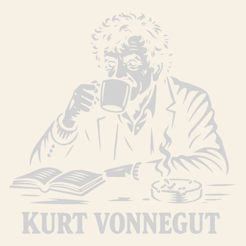 Kurt Vonnegut drinking coffee