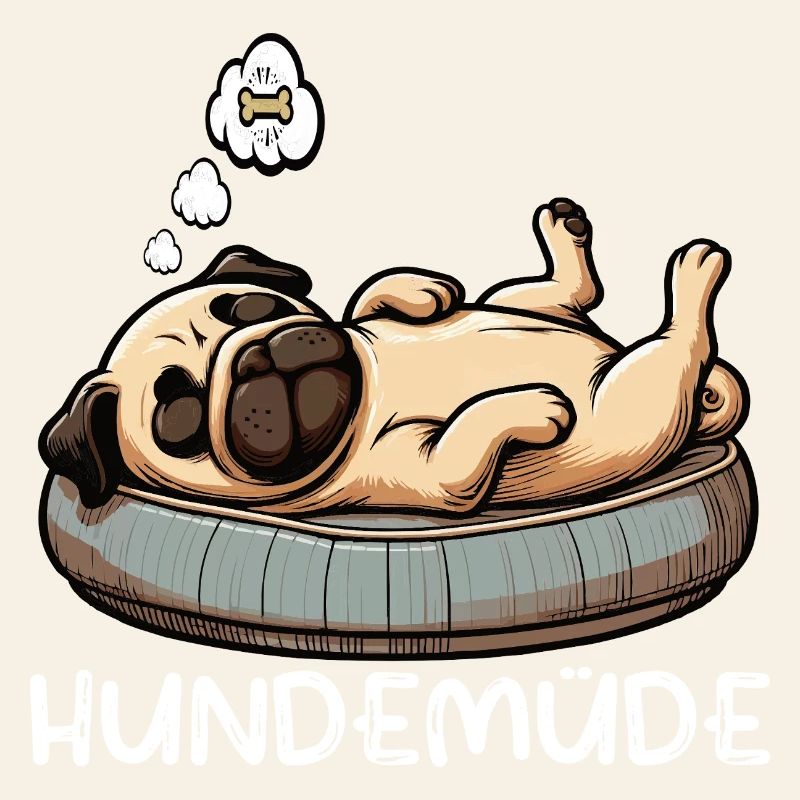 Hundemüde Mops Möpse Mopsbesitzer Mopsliebhaber 