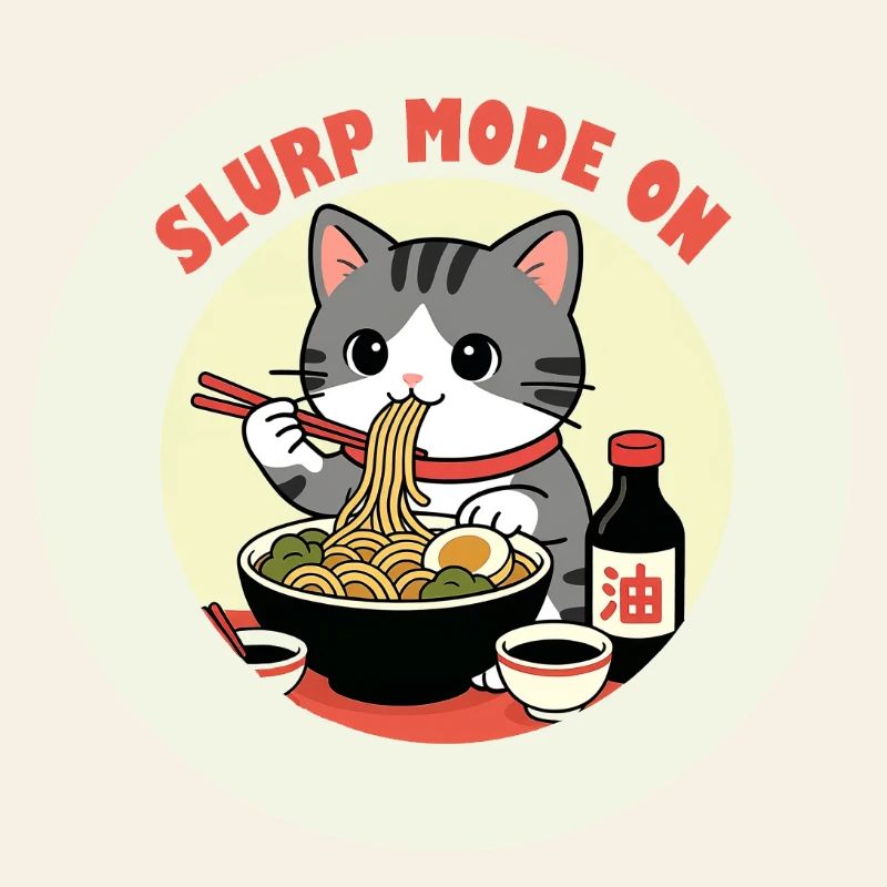 Kitten eating Ramen Slurp mode