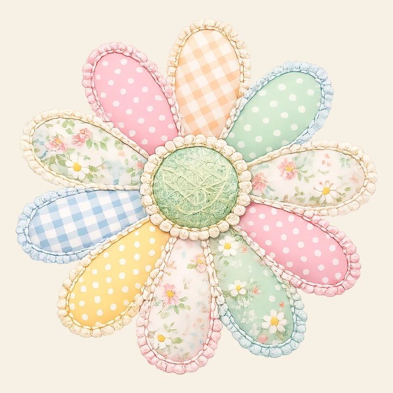 Bunte Blume Patchwork Vintage Cottagecore Design