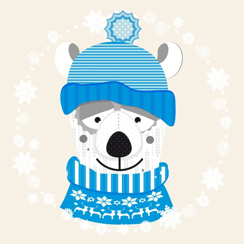 Polar bear with cap and sweater