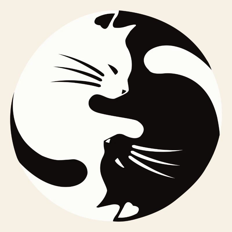 2 cats cuddle ,ying yang