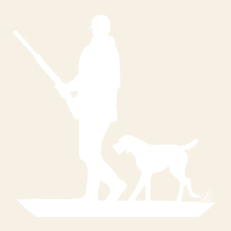 Chasseur avec chien à l'affût