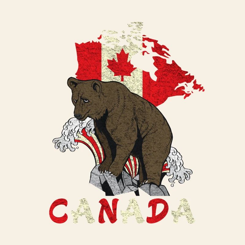 Conception d'ours du Canada avec carte et drapeau