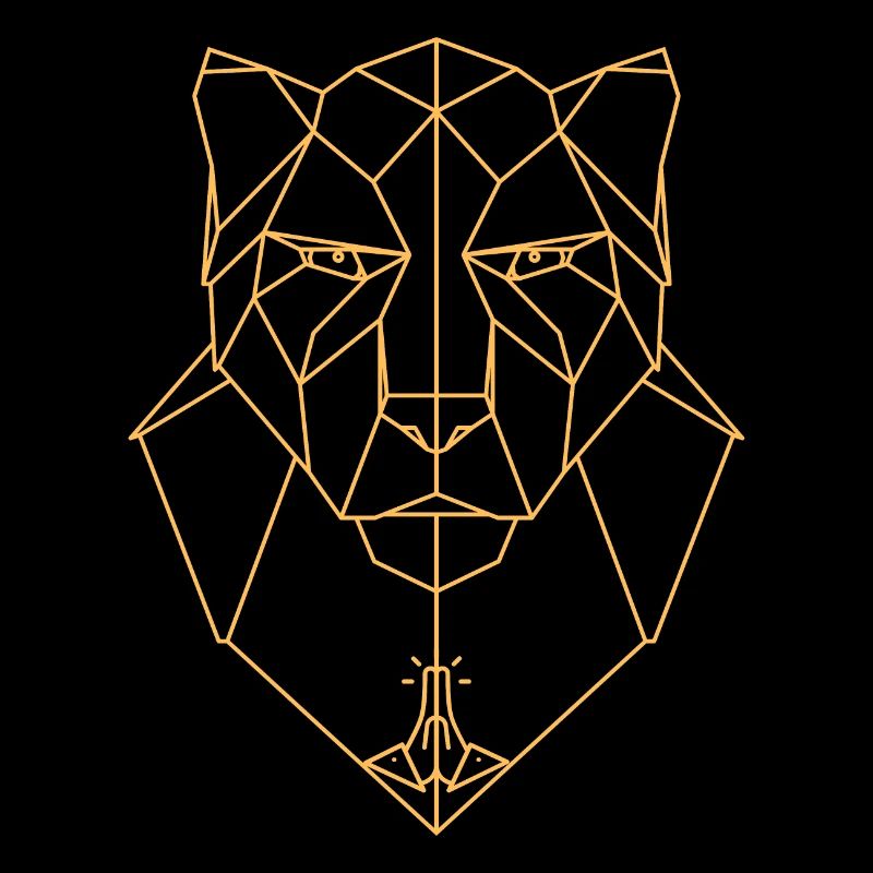 Geometric lion head with praying