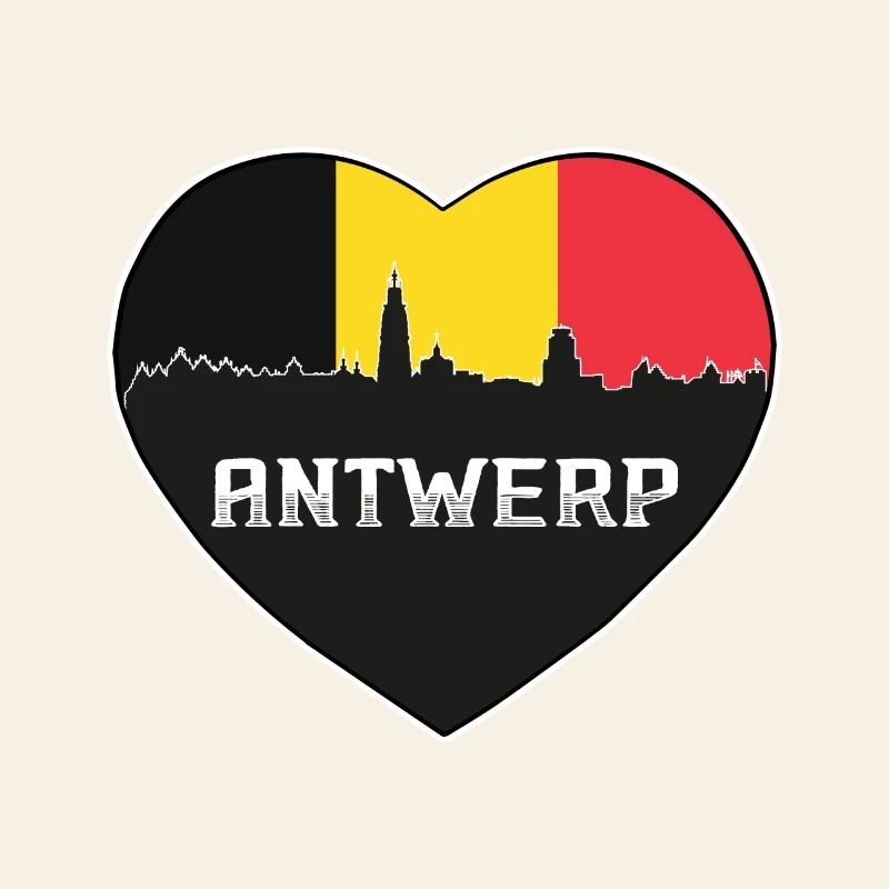 Antwerp Belgium Skyline Silhouette Belgian Flag