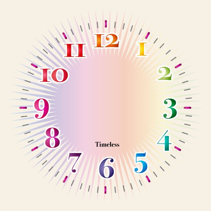 Dial with colorful numerals without clock hands