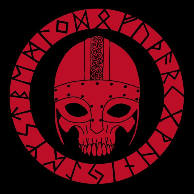 Rotes Wikinger-Todeskopf