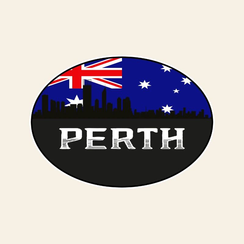 Perth Australia Skyline Silhouette Australian Flag