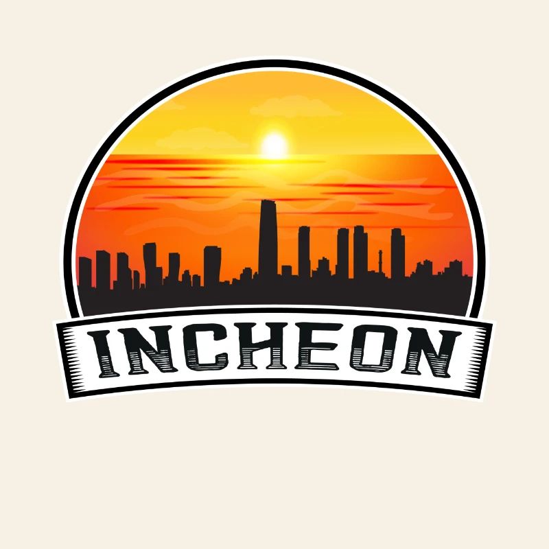 Incheon Corée du Sud Skyline Vintage Sunset Voyage