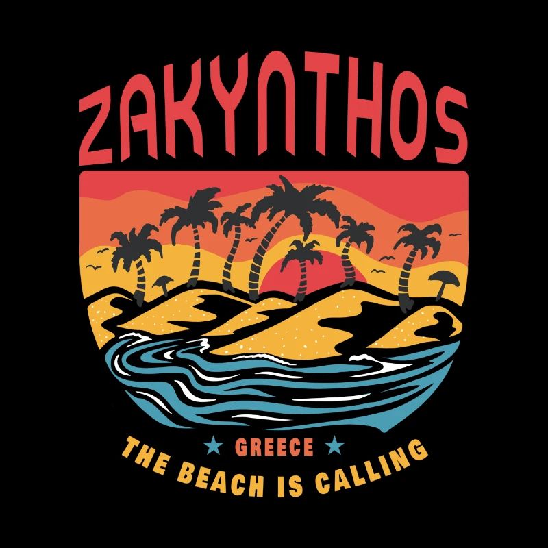 Zakynthos Greece Design with Palm Trees
