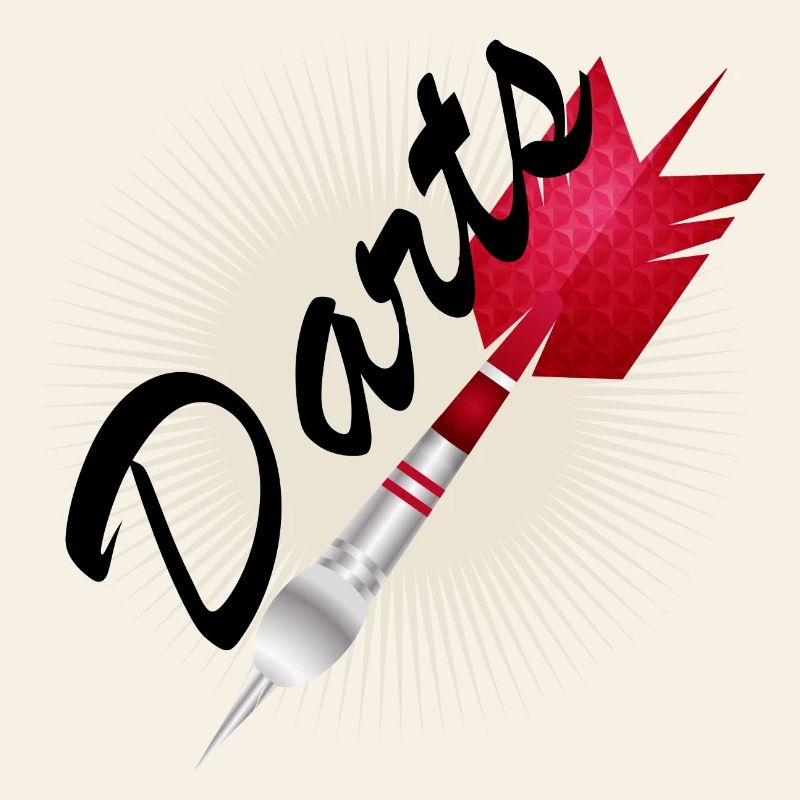 bright red dart with darts typography