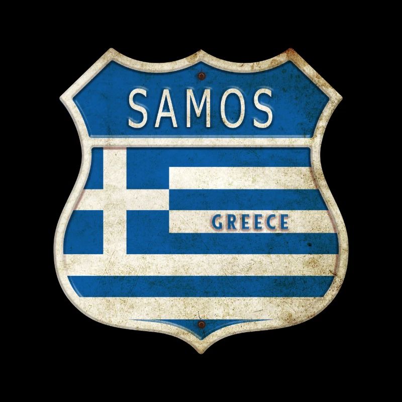 Samos Greece Coat of Arms Flags Design