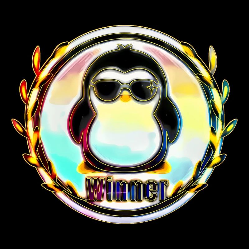 Badge pingouin gagnant