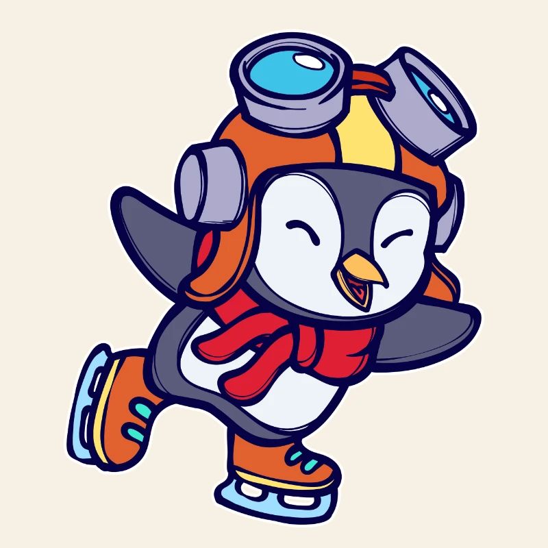 Kalt Cool Süß Vogel Pinguin Tier Eislaufen Eis