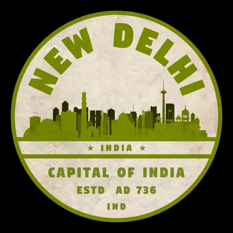 Sceau vintage de la Skyline de New Delhi