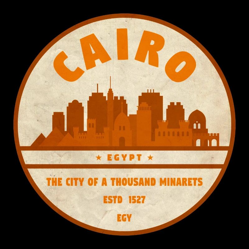 Emblème de silhouette rétro de la ville du Caire