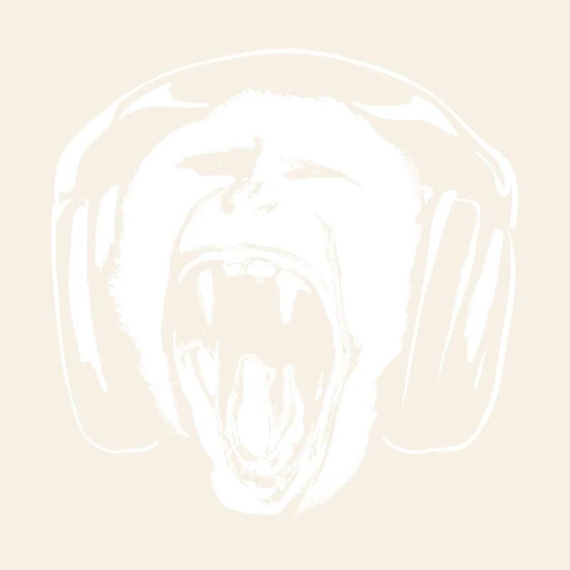 Affe hört Musik über Kopfhörer