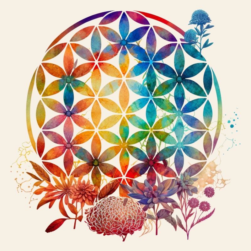 Cercle de couleur Fleur de Vie Motif