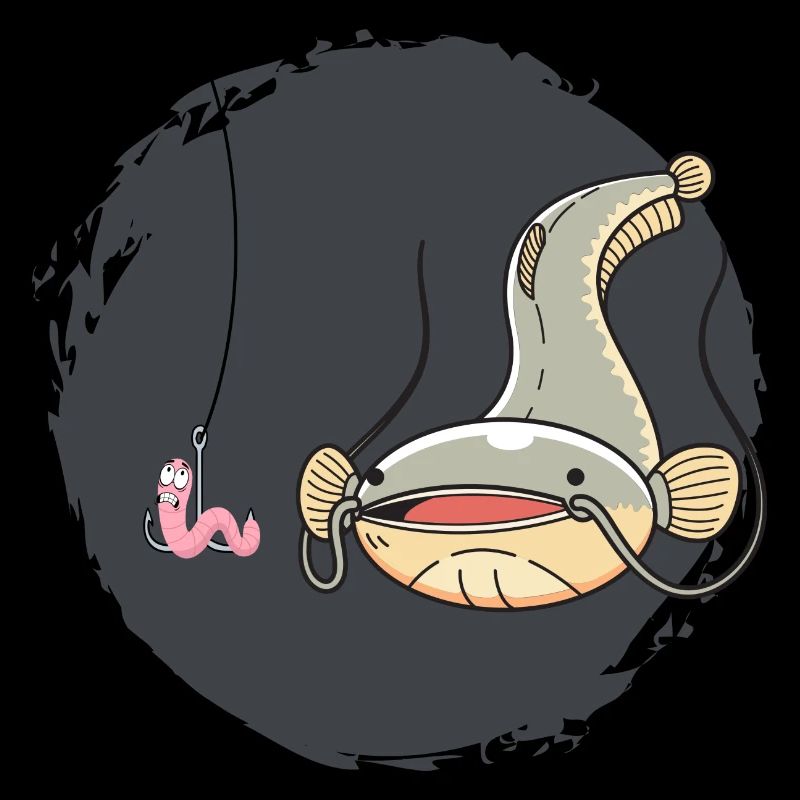 Drôle de conception de pêche au poisson-chat avec hameçon à ver