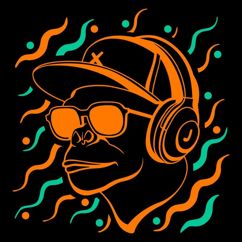 Cool monkey with headphones