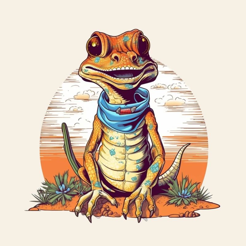 Mythical Creature Gecko with Necker Scarf