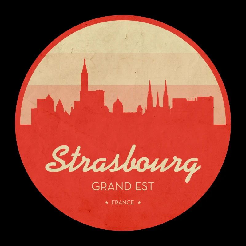 Strasbourg Skyline Vintage Circle