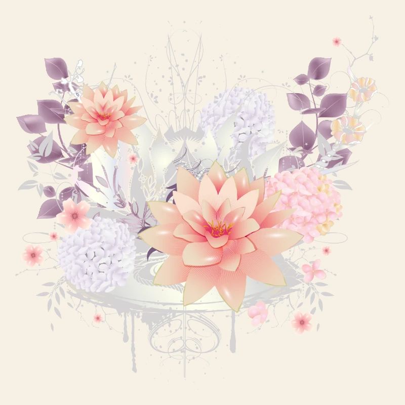 Composition of water lilies and hydrangea flowers