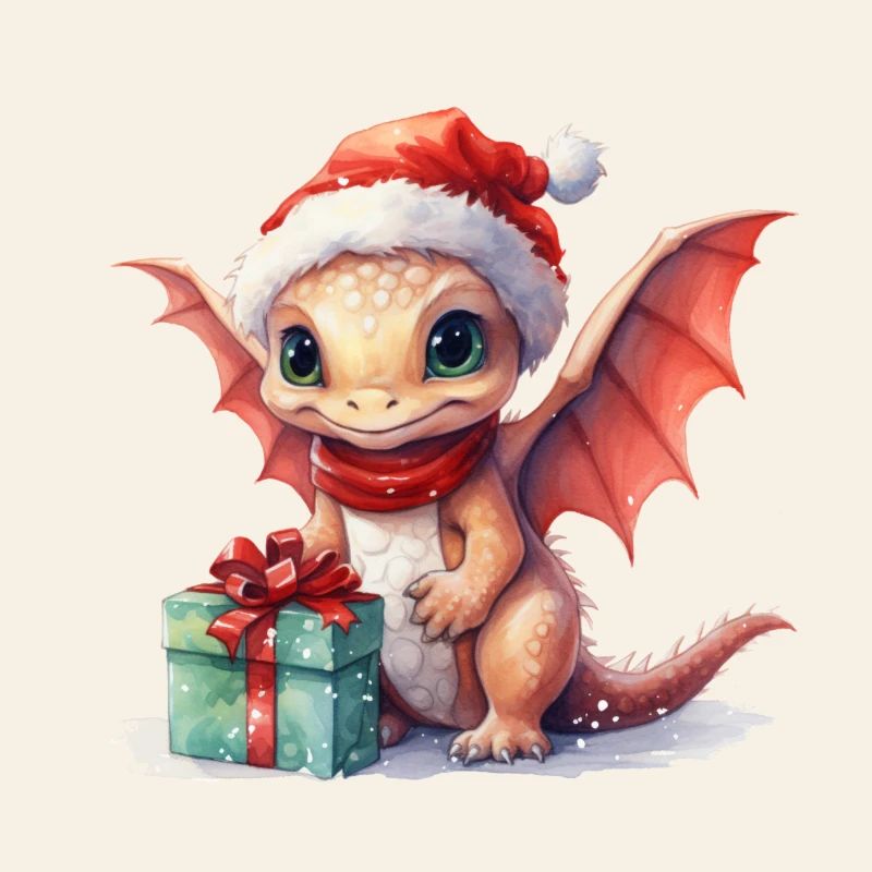 Weihnachtsdrache mit Geschenk