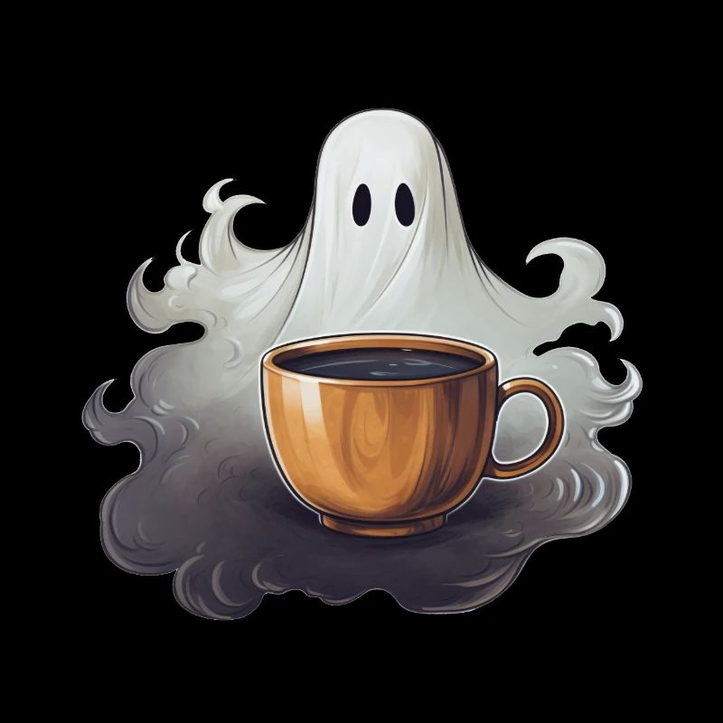 Un café géant avec un t-shirt d’Halloween fantôme