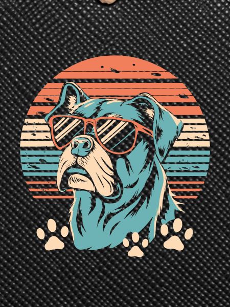 Retro Sunset Dog with Sunglasses