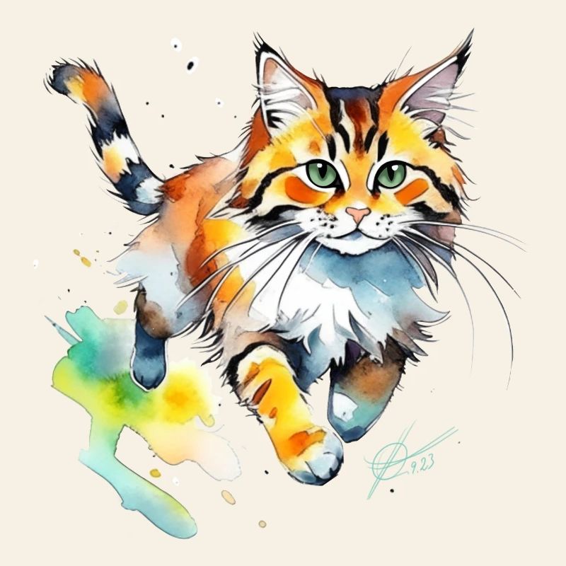 Wasserfarben Katze im Spritz-Look