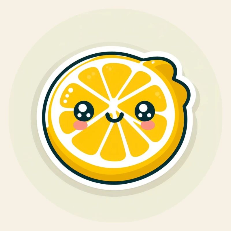 Yellow lemon slice with face