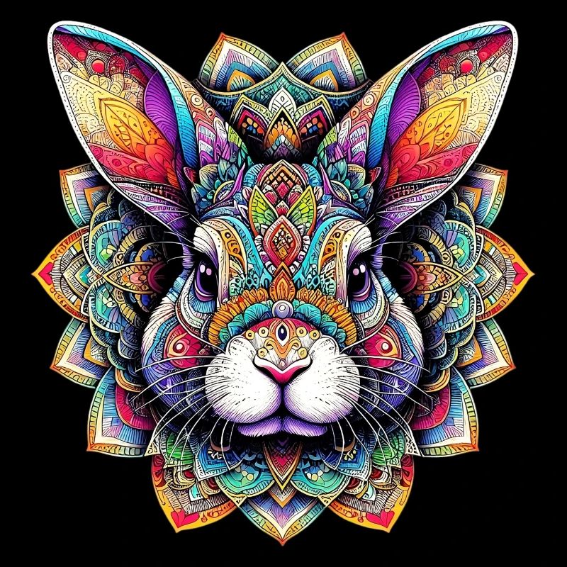Lapin décoré de Mandalas