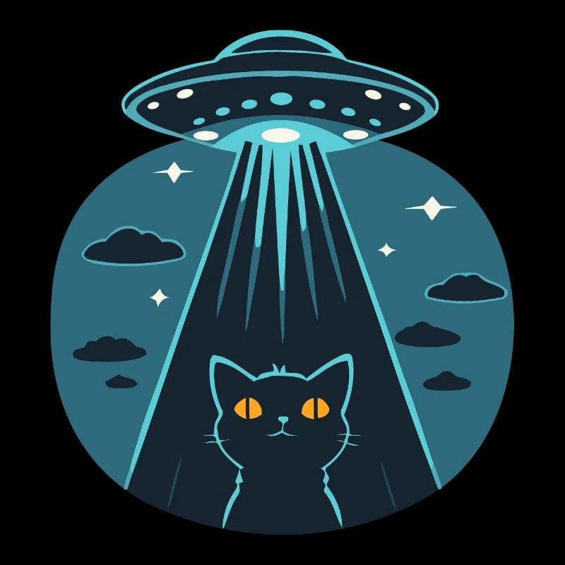 Funny UFO, Alien, Cat