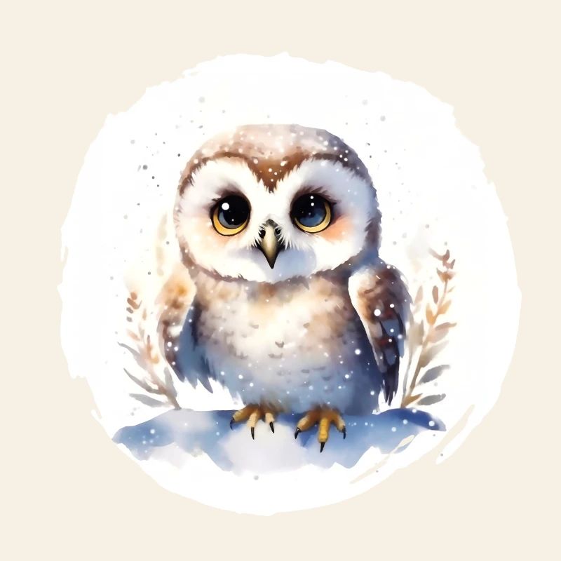 Schnee Eule Aquarell