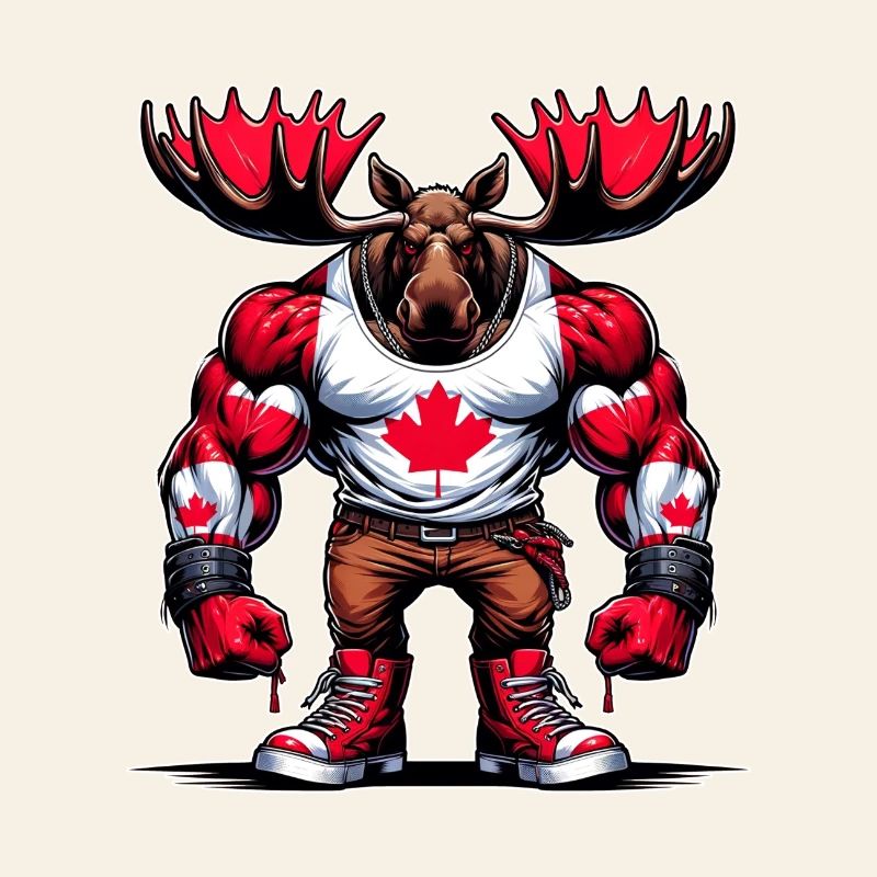 Canada elk with national flag