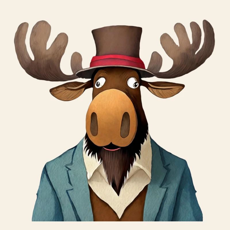 funny moose in a hat