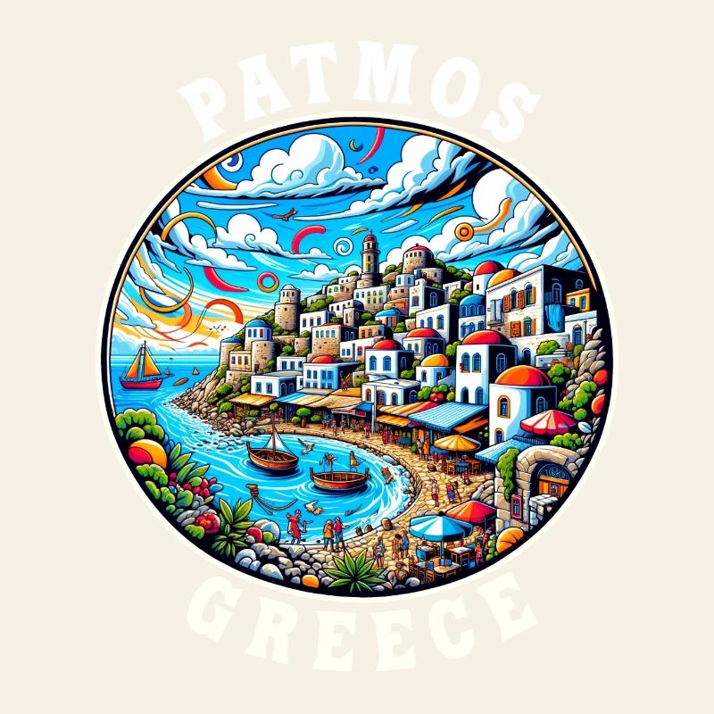 Vacances à Patmos, Grèce, baie de la mer Égée