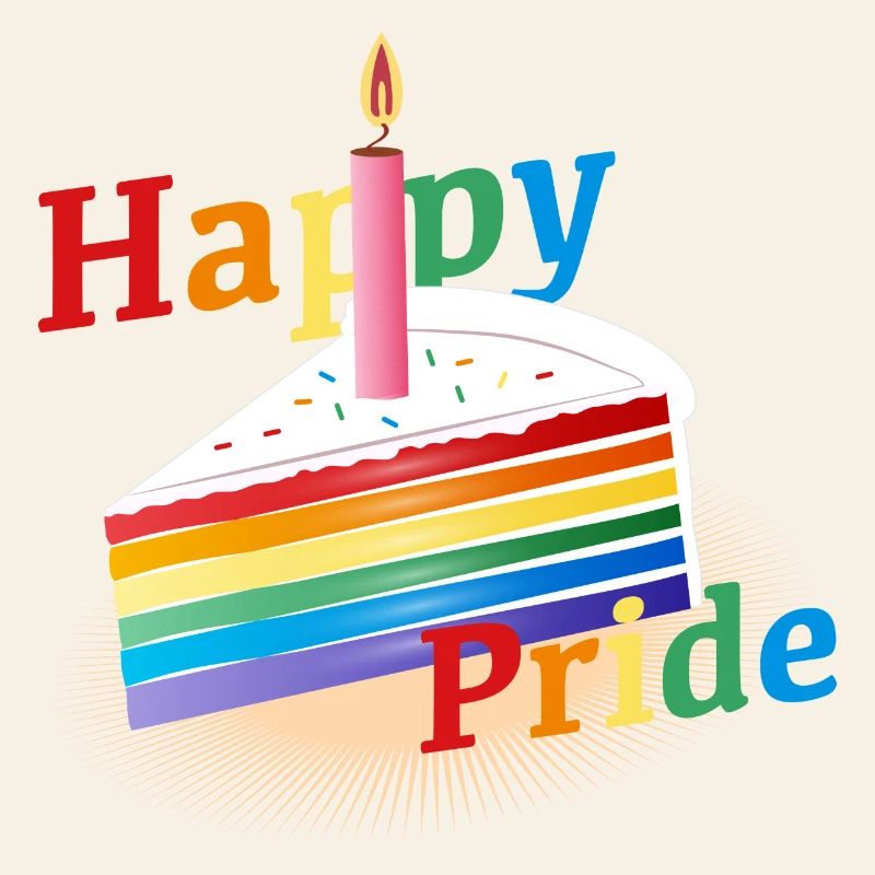 Ein Stück Regenbogen Kuchen mit Geburtstagskerze