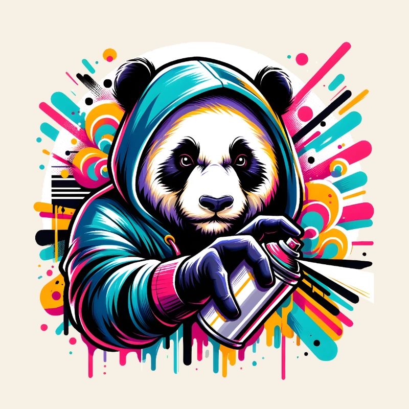 funny panda bear with graffiti and spray can