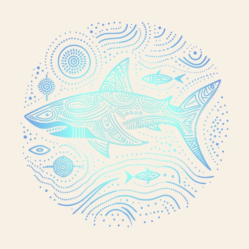 Shark Aboriginal Patterns Australia Shades Blue