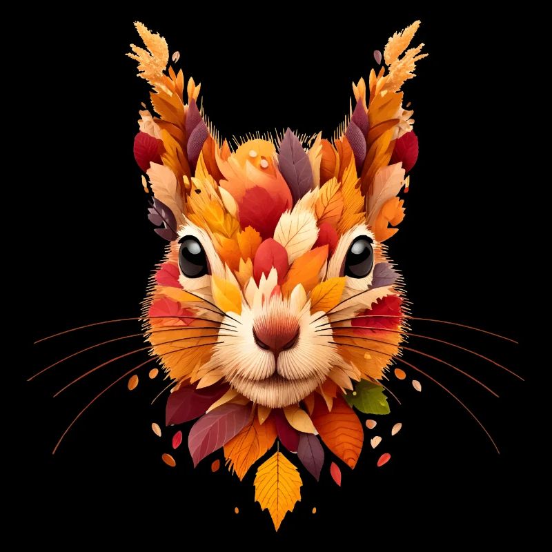 Squirrel, designed from different leaves