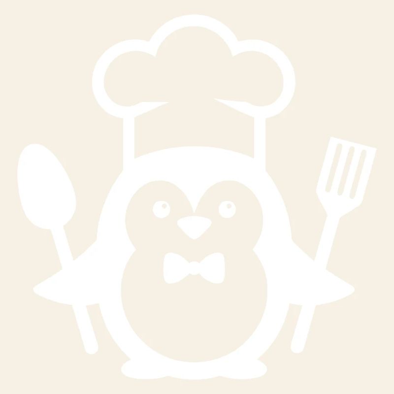 Penguin Chef Silhouette Minimalist with Spoon