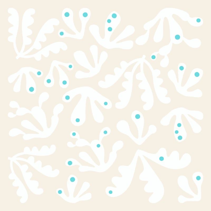 Abstract Coral L White Blue Dots
