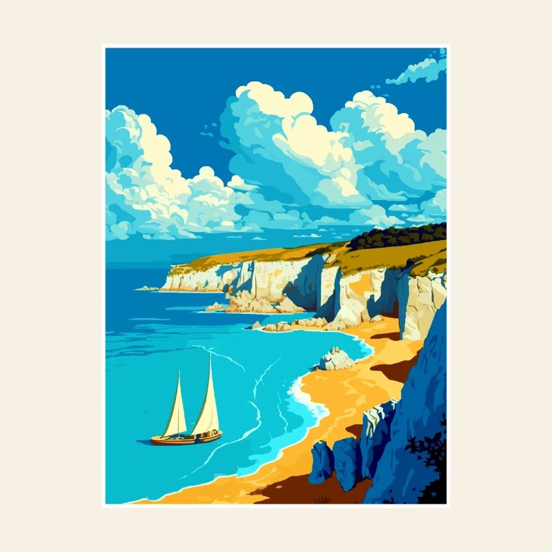 Île de Wight Anob Affiche de voyage Souvenir Peinture WP