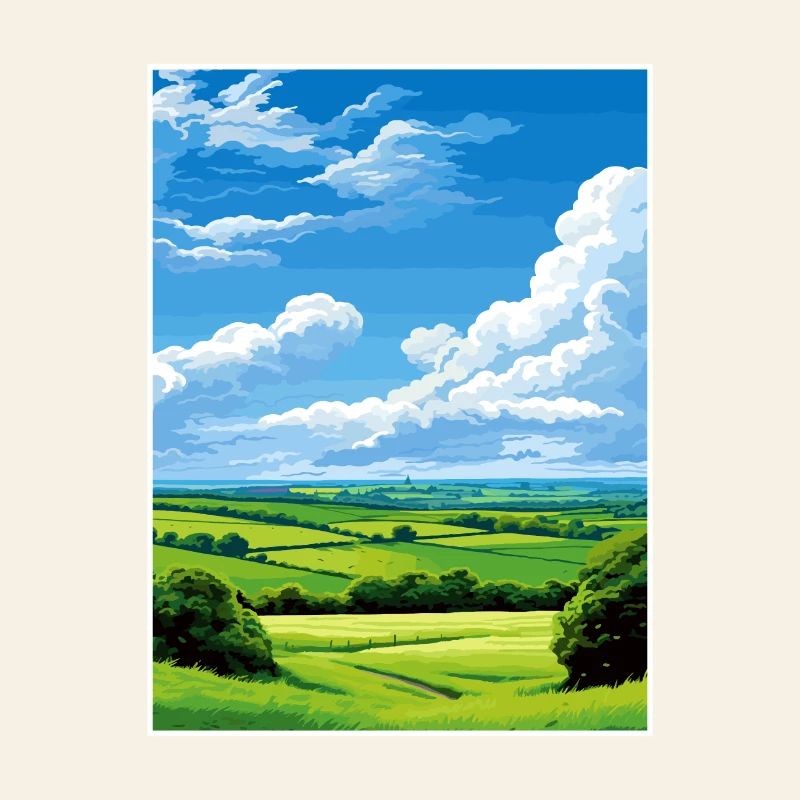 Yorkshire Wolds Aonb Voyage Affiche Souvenir WPA
