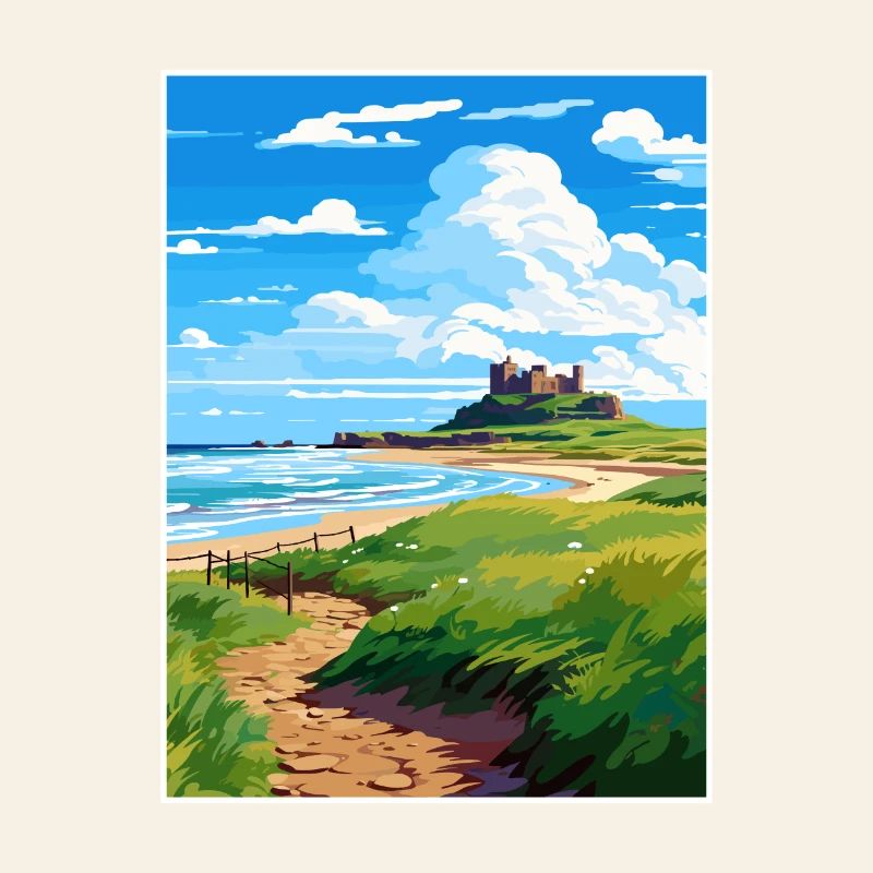 Affiche de voyage Aonb de la côte de Northumberland