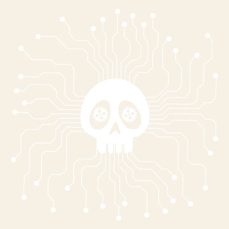 White Microprocessor Skull